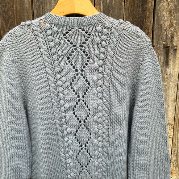 Vintage Handknit Fisherman Cardigan Light Blue - Picture 8 of 14